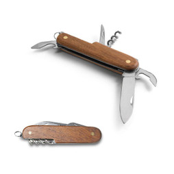 hi!dea 94159 - Multifunction pocket knife in stainless steel and wood