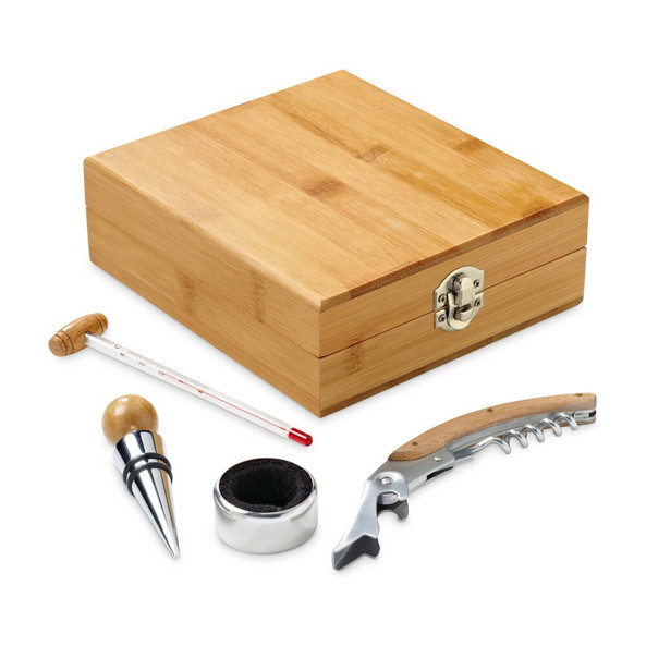 hi!dea 94190 - Bamboo, zinc and stainless steel wine set