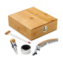 hi!dea 94190 - Bamboo, zinc and stainless steel wine set