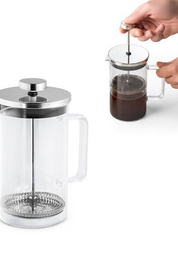 Stempel kaffe kande i brosalitglask og rustfri stål kan rumme optil 600ml - Egotier 94237