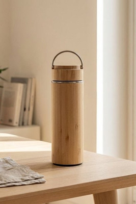 Bamboo and stainless steel thermos 440 mL - Egotier 94239