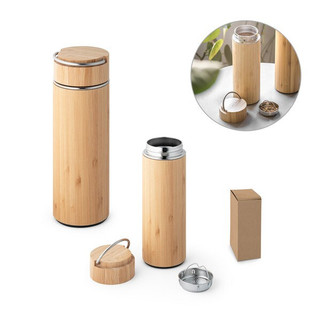 Bamboo and stainless steel thermos 440 mL - Egotier 94239