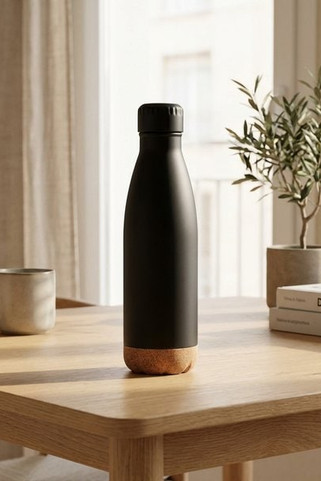 dobbeltvægget termodrikke flaske i rustfri stål , med kork bund , 560 ml - Egotier 94240