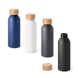 hi!dea 94250 - Garrafa em alumínio com tampa em bambu 550 mL