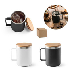 hi!dea 94276 - Mug in 90% recycled stainless steel with bamboo lid 420 mL