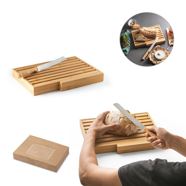 hi!dea 94321 - Bread board in bamboo with stainless steel knife
