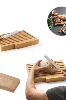 Bread board in bamboo with stainless steel knife - Egotier 94321