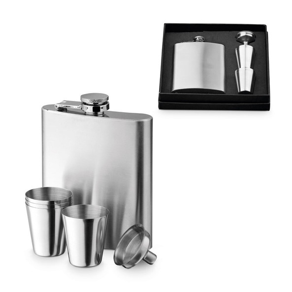 hi!dea 94665 - Ensemble de bouteilles et de verres en acier inoxydable 200 mL