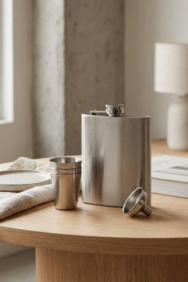 Stainless steel bottle and glasses set 200 mL - Egotier 94665