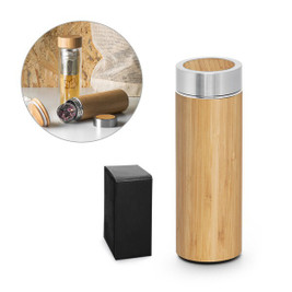 hi!dea 94683 - Bamboo and stainless steel (90% recycled) thermal bottle 430 mL
