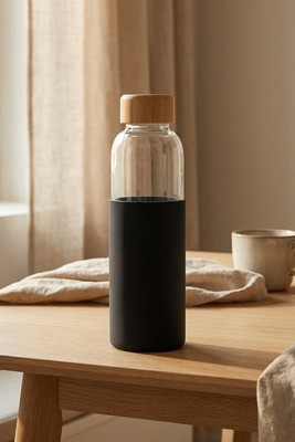 Bamboo and borosilicate glass bottle 600 mL - Egotier 94699