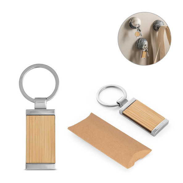 hi!dea 95070 - Rectangular bamboo keyring