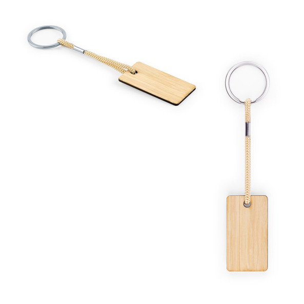 hi!dea 95089 - Rectangular bamboo keyring with PET cord
