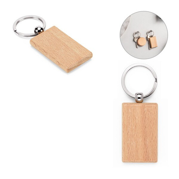 Porte-clés rectangulaire en bois de hêtre - Egotier 95091