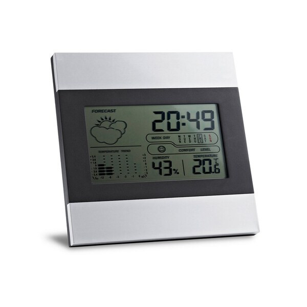 Desktop weather station with aluminium and ABS LCD screen - Egotier 97070