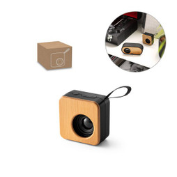hi!dea 97098 - Coluna de som portátil de 3W com 4h de autonomia em bambu e ABS reciclado (100% rABS)
