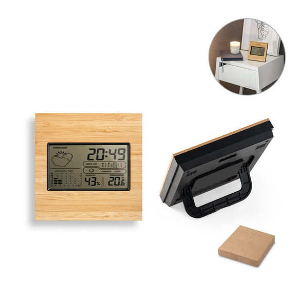 hi!dea 97099 - Desktop weather station with LCD screen in ABS and bamboo