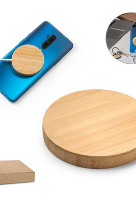 15W fast charger trådløs og magnetisk oplader i bambus - Egotier 97128