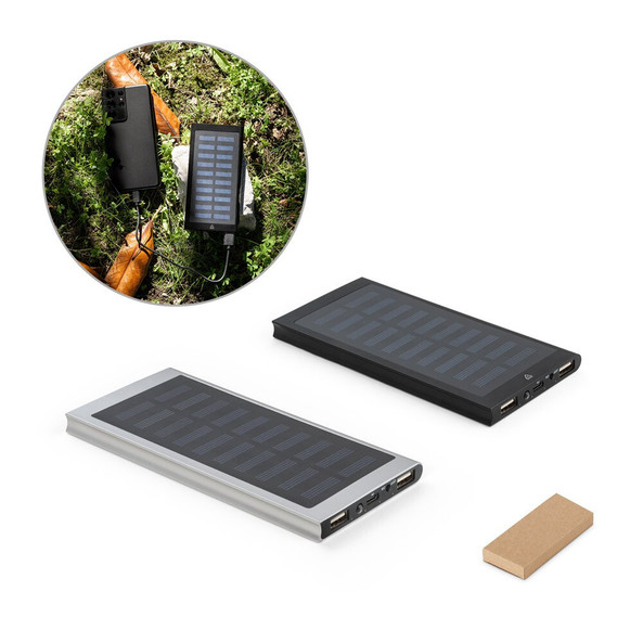 hi!dea 97137 - 8.000 mAh power bank with solar panel in 100% recycled aluminium