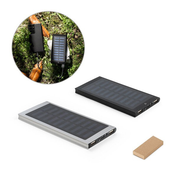 8.000 mAh power bank with solar panel in 100% recycled aluminium - Egotier 97137