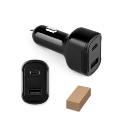 hi!dea 97189 - Cigarette lighter adapter with USB-A port 18W and USB-C 20W in 100% rABS