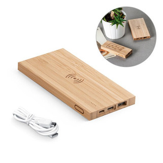 Power bank 5 000 mAh ja 5 W:n langaton laturi bambu - Egotier 97909
