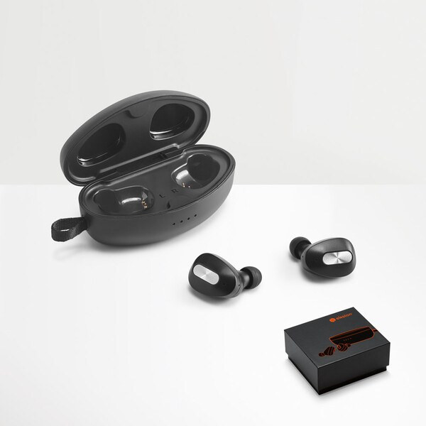 Ekston 97922 - Wireless charger in zinc and Wireless earphones in metal and ABS acrylic