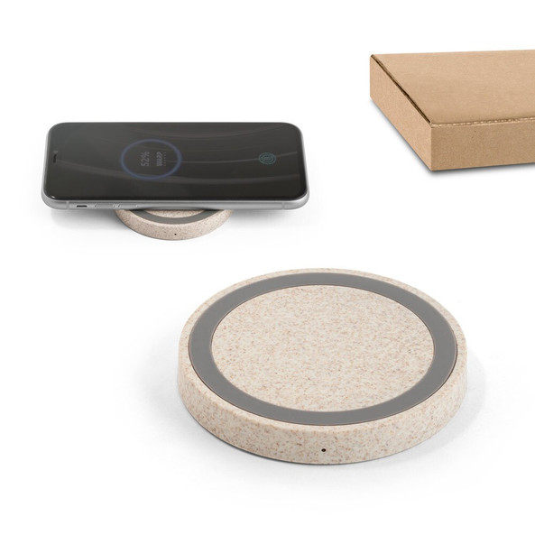 hi!dea 97929 - Superschnelles 5W wireless Ladegerät aus ABS und Strohfaser