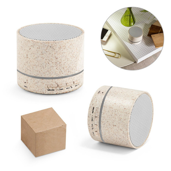 hi!dea 97930 - 3W portable speaker with 4h30m battery life in straw fibre and recycled ABS (100% rABS)