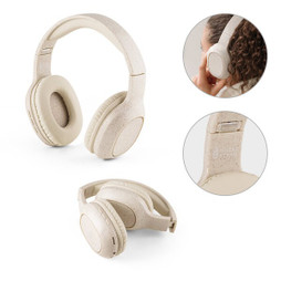 hi!dea 97939 - Foldable wireless headphones with 4-hour battery life in wheat straw and ABS