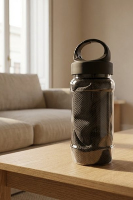 Set with a PP and PET bottle and a polyamide and polyester sports towel - Egotier 99967