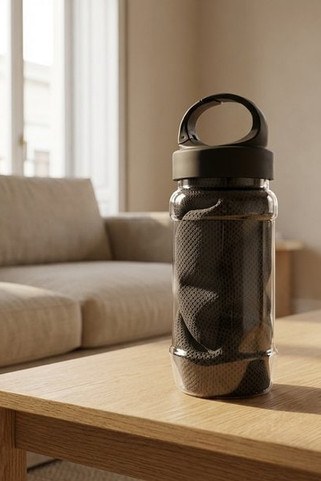 Set with a PP and PET bottle and a polyamide and polyester sports towel - Egotier 99967