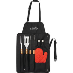 PCNA 1450-89 - BBQ Now Apron and 7 piece BBQ Set