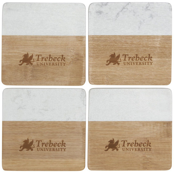PCNA 1401-20 - Marble and Bamboo Coaster Set