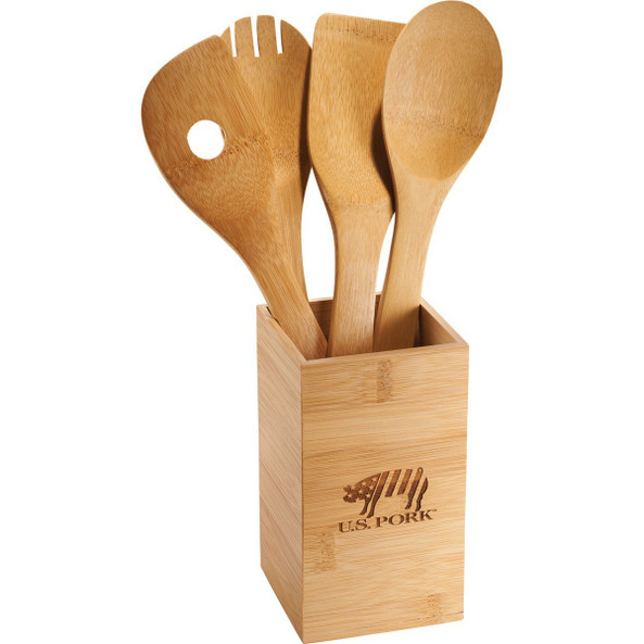 PCNA 1401-09 - Bamboo 4-piece Kitchen Tool Set and Canister