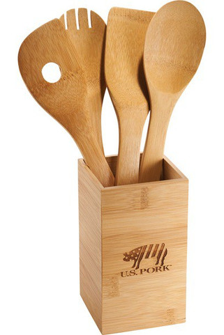 Bamboo 4-piece Kitchen Tool Set and Canister - PCNA 1401-09