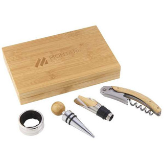 4 Piece Bamboo Wine Gift Set - PCNA 1033-80