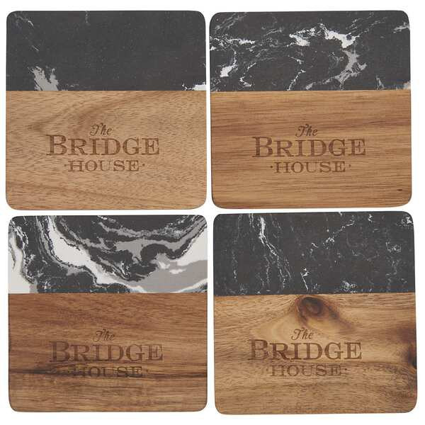 Black Marble and Wood Coaster Set - PCNA 1033-65