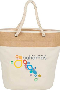 Tote de cuerda de lona de algodón de 12 oz con acento de yute - PCNA 7900-22