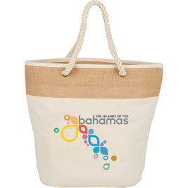 PCNA 7900-22 - Jute Accent 12oz Cotton Canvas Rope Tote