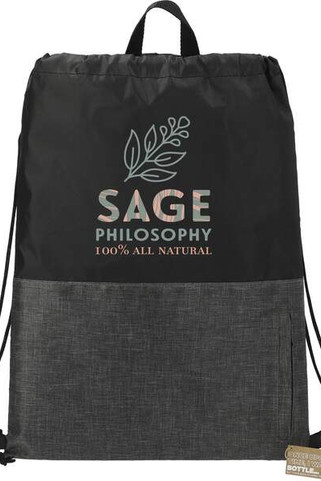 Ash Zippered Recycled Drawstring Bag - PCNA 3005-41
