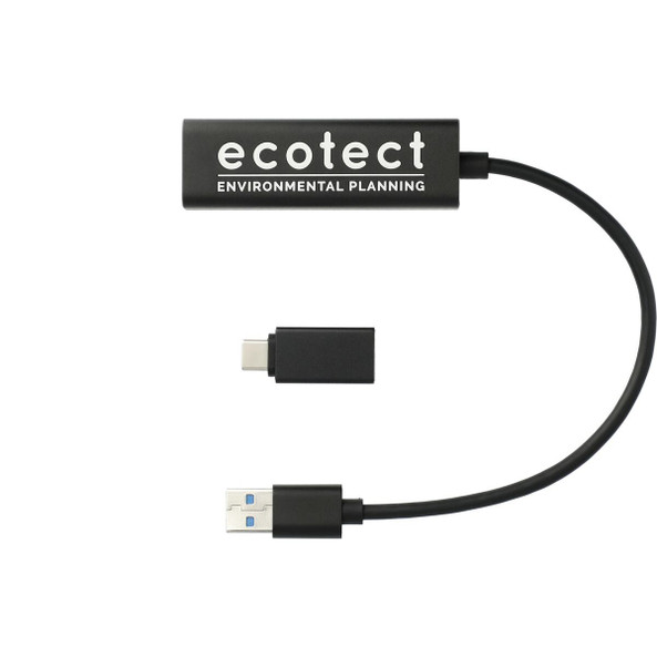 PCNA 7143-36 - Aluminum 4-Port USB 3.0 Hub with Type C Adapter