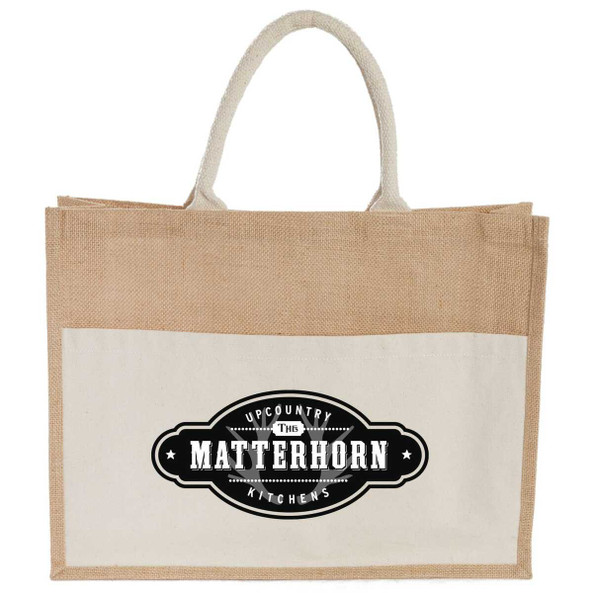 Bolso shopper de yute con bolsillo de algodón reciclado - PCNA 7900-88