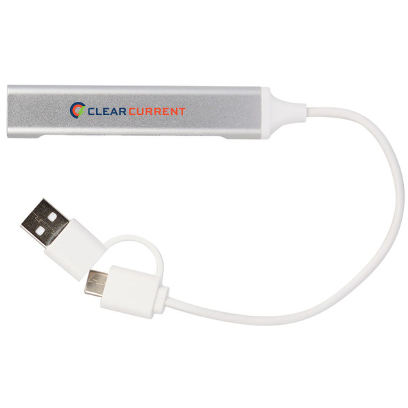 PCNA 7143-76 - Recycled Aluminum 4-Port USB-A and C Hub