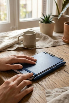 Thalaasa A6 Hardcover Notizbuch aus Ocean Bound Kunststoff mit Kugelschreiber (schwarze Mine) - EgotierPro 107902