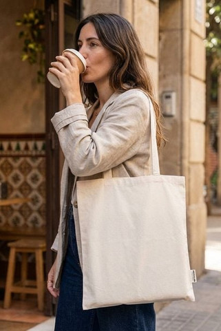 Sac shopping à soufflets Florida certifié GRS 270 g/m² 14L - EgotierPro 120737