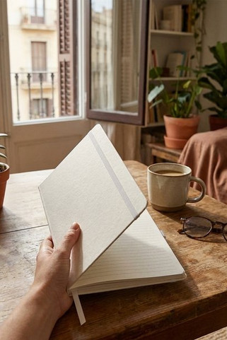 Bass A5 recycled hard cover notebook with lined pages - EgotierPro 107365