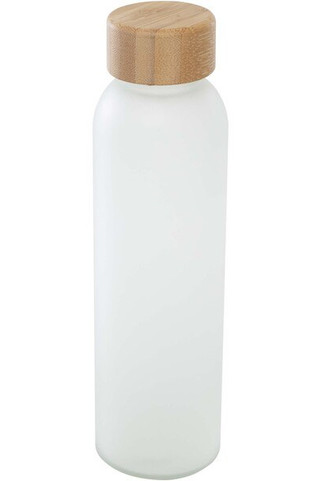Lume 500 ml matte soda lime glass bottle with bamboo lid - EgotierPro 100830