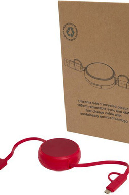 Alasia 100 cm 5-in-1 Kabel aus recyceltem Kunststoff und Aluminium, einziehbar, für Datenübertragung und mit 45W Schnellladung - EgotierPro 124420