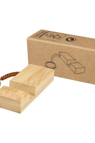 Bosona bamboo phone holder with keychain - EgotierPro 104606